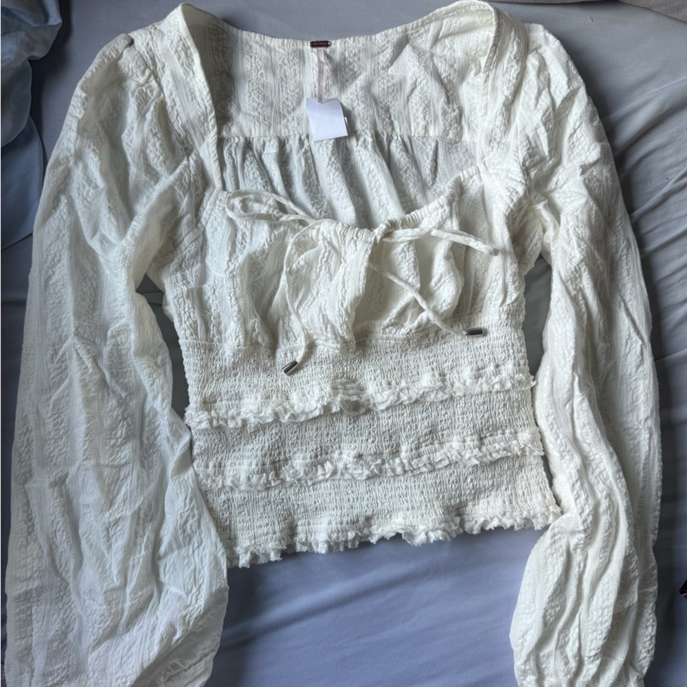 Free People Puff Sleeve Babydoll Top